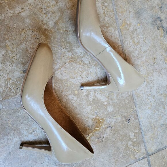 Corso Como Tan Patent Leather Heels Coffee Latte Pumps Size 9 - Picture 6 of 10